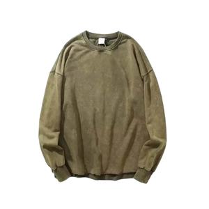 เสื้อสเวตเชิ้ตผู้ชายทรงโอเวอร์ไซส์ ล้างสีแบบ Acid Wash คอกลม แนวสปอร์ต ทรงปกติ ผ้าฝ้ายฟลีซ 100% รับสกรีนลายปักโลโก้ตามสั่ง - Product Image 1