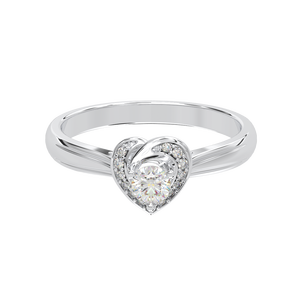 Anillo en forma de corazón de oro blanco de 14 quilates de estilo romántico de moda con piedra de circón joyería de oro de 18 quilates personalizable para mujer - Product Image 6