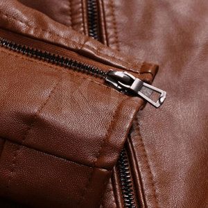 Classic Men's Casual Cow Skin Leather <b>Jacket</b> with Zipper Front <b>Lightweight</b> & Breathable Biker Design for Winter Fashion - Product Image 6