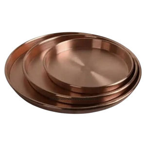 Offre Spéciale ensemble de plateaux ronds en cuivre pièce d'accent faite à la main pour les tables basses de mariage et décor d'inspiration vintage au prix amical de Budge - Product Image 6