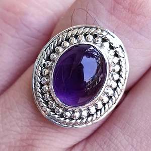 Handmade Women's Amethyst 925 Sterling Silver <b>Ring</b> Smooth Natural Stone Gemstone for Everyday Wear <b>Sizes</b> 4 to 13 US - Product Image 5