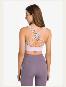 Soutien-gorge de sport écologique pour femme en nylon et élasthanne, haute performance pour la gym, le fitness et le yoga, respirant, sans coutures, avec logo frontal - Product Image 6