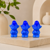 Figurine d'elfe bleu en opale naturelle sculptée à la main, décoration en pierre précieuse pour la maison, le bureau, la collection et cadeau unique