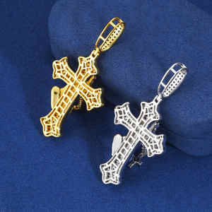 Haute 925 Sterling Silver Prière Mains Croix Pendentif Lab Cultivé Diamant Brillant Coupe De Luxe Hip Hop IGI EGL Fine Pendentifs Charmes - Product Image 4