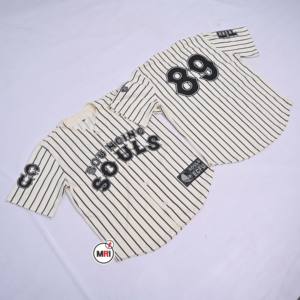 High Quality Black Stripes Baseball For Casual Wear Cotton Loose Fit Breathable & Trendy Stripes Embroidery Logo Men's jersey - Product Image 6