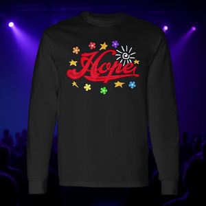 T-shirt à manches longues personnalisé avec le nom, fleurs et étoiles sur le thème de la scène, T-shirt promotionnel Hope - Product Image 3