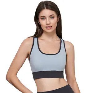 Sujetador deportivo personalizado para gimnasio con alto soporte, camisetas de Yoga reversibles transpirables sin costuras, bolsillos traseros huecos sin espalda a prueba de golpes - Product Image 1