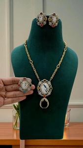 Luxury AD <b>Diamond</b> <b>Necklace</b> Set Imitation Jewellery - Product Image 2