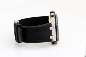 นาฬิกาข้อมือเพชรโมอิสโครโนกราฟแบบครึ่งน้ำแข็งสุดหรูนาฬิกาควอตซ์แนวธุรกิจแบบอนาล็อกสายยางสีดำสำหรับผู้ชายและผู้หญิง - Product Image 3