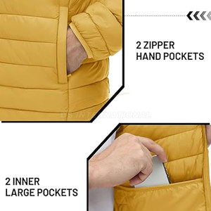 Premium OEM <b>Mens</b> Puffer <b>Jacket</b> Lightweight Packable Winter Coat Warm Insulation Water Resistant Fabric Custom Branding - Product Image 4