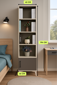 Arion Kids Deniz - Juego de Mesita de Noche y Librería Moderno y Armonioso, Cuerpo de MDF, Patas de Madera para Almacenamiento Juvenil - Product Image 3