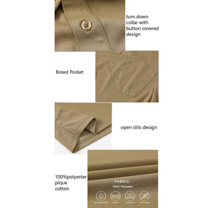 เสื้อโปโลชายแขนสั้นคุณภาพสูง สีพื้น มีกระเป๋า สไตล์ลำลอง ทรงปกติ สีเบจ ลดราคา - Product Image 3