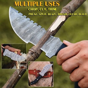 Couteau de traqueur damas Full Tang fait à la main couteaux de chasse de survie en plein air avec gaine en cuir gratuite - Product Image 4