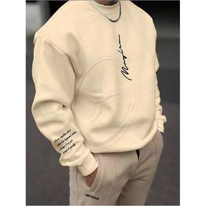 เสื้อสเวตเตอร์คอกลมสำหรับผู้ชายทรงโอเวอร์ไซส์ระบายอากาศเสื้อสวมหัวแขนยาวพิมพ์ลายกราฟิกตัวอักษร - Product Image 5