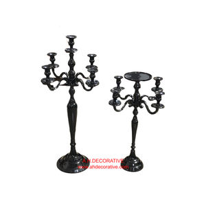 Candélabre en métal noir coulé en aluminium Candélabre en métal de taille personnalisée Centre de table en métal Candélabre décoratif fait main - Product Image 1