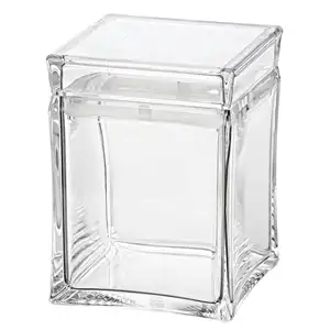 Clear Square Acrylic Canisters Simple Jar Prism Q6