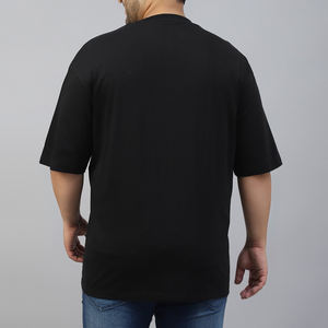 Negro con manga corta Cómodo Diseño más nuevo Ropa de calle para adultos 100% Algodón O Cuello Color sólido Camisetas de gran tamaño para hombres - Product Image 6