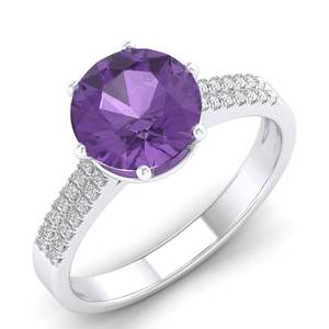 Nouveauté REYES, bague en argent sterling 925, moissanite certifiée GRA, bijoux fins, coupe ronde brillante, 2,75 ct, pierre précieuse améthyste - Product Image 2