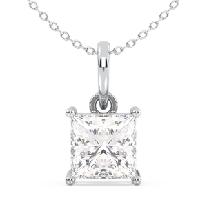 Pendentif solitaire en diamant cultivé en laboratoire en forme de princesse de 1.5 carats avec pendentif en or blanc 14 carats pour femmes bijoux - Product Image 1