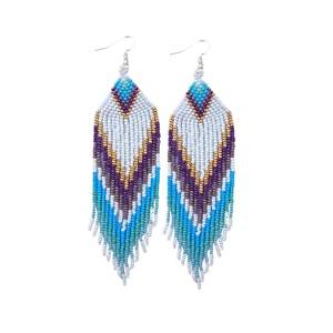 Pendientes colgantes con flecos largos hechos a mano con cuentas de semillas coloridas, joyería de moda personalizable para mujer - Product Image 1