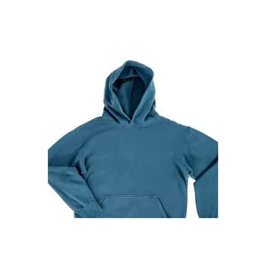 Özel 420 Gsm erkek sıkıntılı boy asit yıkanmış Hoodie Vintage katı desen kazak örme dokuma hiçbir dize Hoodie - Product Image 1