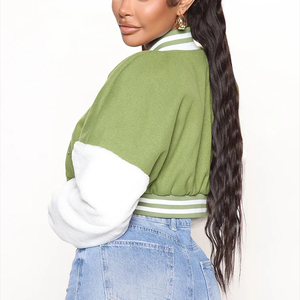 Chaqueta universitaria transpirable tejida de algodón corta personalizada para mujer estilo de béisbol de invierno con técnicas teñidas lisas recortadas al por mayor - Product Image 2