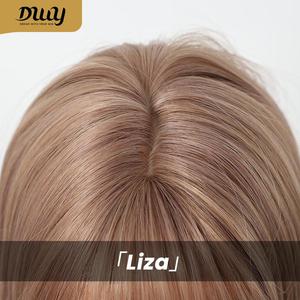 Perruque synthétique sans colle Liza H-DWY de 24 pouces pour femmes, mi-longue, rose blond, avec frange, ajustement parfait, dentelle transparente, perruques à ondulations lâches - Product Image 6