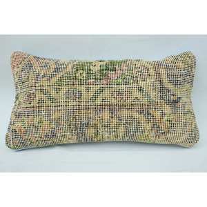 Almohada de lana de retazos Kantha con estampado de naturaleza Floral Vintage, acento decorativo de 8x16 pulgadas para el hogar y el sofá, tela tejida con forma de bola - Product Image 1