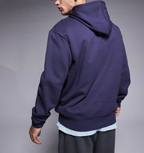 Haute qualité lourd 100% coton noir goutte épaule personnalisé imprimé streetwear confortable pull bases hommes sweats à capuche - Product Image 5