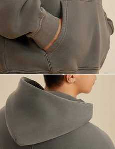 Sweat-shirts à capuche oversize personnalisés pour hommes, en molleton épais, délavé, 100% coton mélangé, hiver, brodés et imprimés sur mesure - Product Image 4