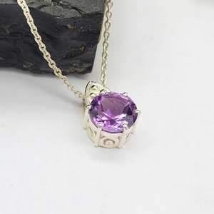 Amethyst <b>Celtic</b> Pendant <b>Necklace</b> 925 Sterling Silver Handmade Jewelry February Birthstone Gift Wholesale - Product Image 6