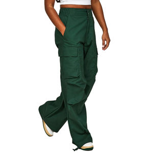 Nouveau pantalon cargo ample à taille mi-haute et jambes larges, 4 poches, 100% coton, taille élastique, pantalon d'hiver personnalisé pour femmes - Product Image 2