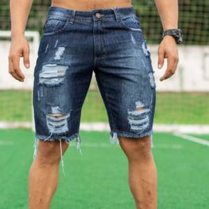 กางเกงขาสั้นผ้ายีนส์โอเวอร์ไซส์ของผู้ชายสำหรับ2025งานปักลายขาดๆลายสตรีทแวร์สำหรับผู้ชาย - Product Image 5