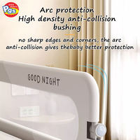 Barandilla de Seguridad para Cama de Bebé PRODIGY BR012, 1.8m, Protector de Plástico Plegable con Estampado Good Night, Color Blanco