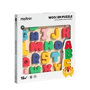 Mideer 나무 퍼즐 숫자 손 파악 알파벳 보드 퍼즐 조기 교육 완구 빌딩 블록 아기 1-2-3 세 어린이