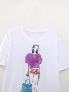 T-shirt en coton à manches courtes à la mode pour femmes Logo personnalisé Nouveau haut uni design pour l'été - Product Image 4