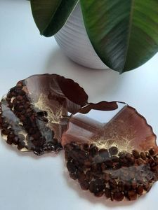 Ensemble de sous-verres en résine de belle qualité avec effet océan Dessous de verre en résine époxy carré rond décoratif par Craftsy Home - Product Image 4