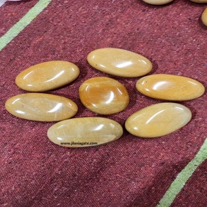 หินคริสตัลธรรมชาติทำมือขายส่ง หินอะเวนทูรีนสีเหลือง หินอาเกตทรงปาล์ม เป็นมิตรกับสิ่งแวดล้อม สไตล์จิลานิอาเกต ของขวัญแทนใจ - Product Image 2