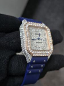 นาฬิกาเพชรโมอิสซาไนต์คุณภาพพรีเมียมแบบยูนิเซ็กซ์ ตัวเรือนสแตนเลสสตีลเคลือบทองคำขาว หน้าปัดตัวเลขอารบิก ระบบกลไกอัตโนมัติ - Product Image 3