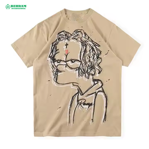 <b>Top</b> Ranking Plain Heavy 100% Cotton Unisex Eco-Friendly Breathable Short Sleeve <b>Mock</b> <b>Neck</b> Loose Fit Oversize Men's T-Shirt - Product Image 2