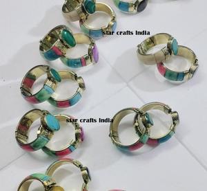 Regalo de Navidad Piedra natural con diseño de latón y hueso Venta caliente hecha a mano Mujer brazalete de mano Pulsera 100% Pulsera hecha a hueso - Product Image 1