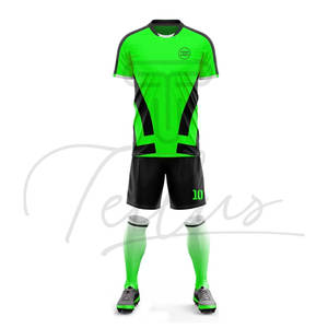 Vente flash Ensemble d'uniformes de football pour adultes, couleur vert et noir, respirant, confortable, pour équipe de club - Product Image 5