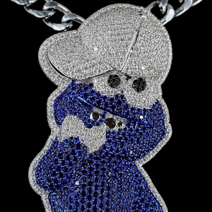 Pendentif de luxe Hip Hop en argent 925, serti de diamants Moissanite VVS, design de dessin animé personnalisé, pour les soirées. - Product Image 1