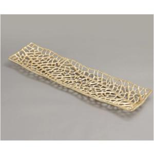 Plateau de service ovale en aluminium doré pour mariage et ramadan Plateau de nourriture élégant décoratif - Product Image 2