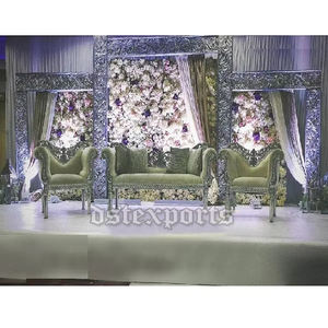 Decoración de escenario de recepción de boda de plata, decoración de escenario de plata de boda de platino, decoración de escenario de plata de boda musulmana - Product Image 1