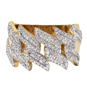 Bague en or 10K 14K 18K Style Hip Hop à la mode avec diamant rond et baguette complet cultivé en laboratoire VVS bijoux personnalisés pour le luxe des hommes - Product Image 1