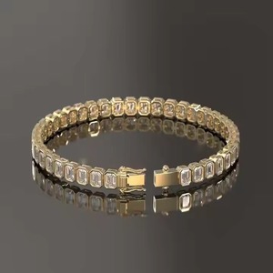 Clásico 14K chapado en oro amarillo diamante Moissanite tenis pulsera delicada joyería de boda perfecto regalo de dama de honor - Product Image 6