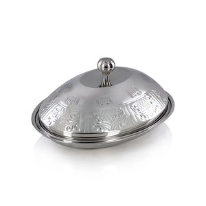 Bandeja decorativa para servir con tapa, vajilla, bandeja para restaurantes, Venta caliente árabe, bandeja brillante plateada de lujo para el hogar, centro de mesa - Product Image 6