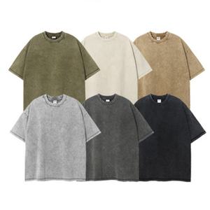 Personnalisé 250gsm 100% coton poids lourd lavé à l'acide surdimensionné numérique solide quantité minimale de commande 1PC Vantage surdimensionné T-shirt pour hommes expédition DDP - Product Image 1