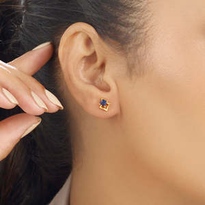Pendientes de Aro Geométricos Indigo Nest en Oro Rosa, Blanco o Amarillo con Diamante o Perla - Product Image 2